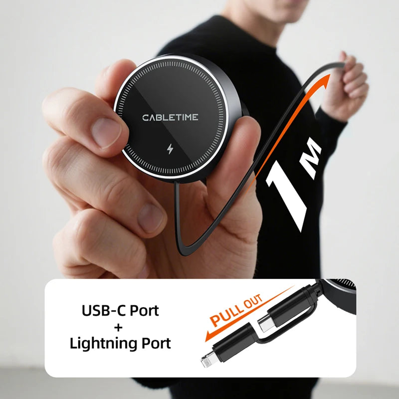 CABLETIME 15W Magnetic Wireless Car Charger & Phone Holder
