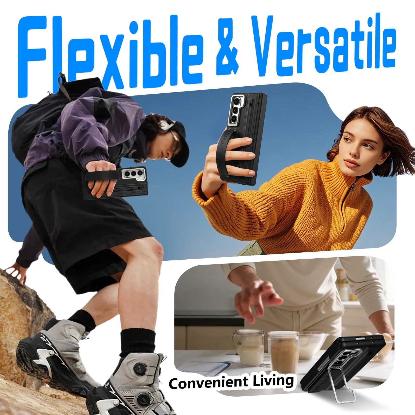 Samsung Galaxy Z Fold 6 Protective Case with Tempered Glass and Stand Holder