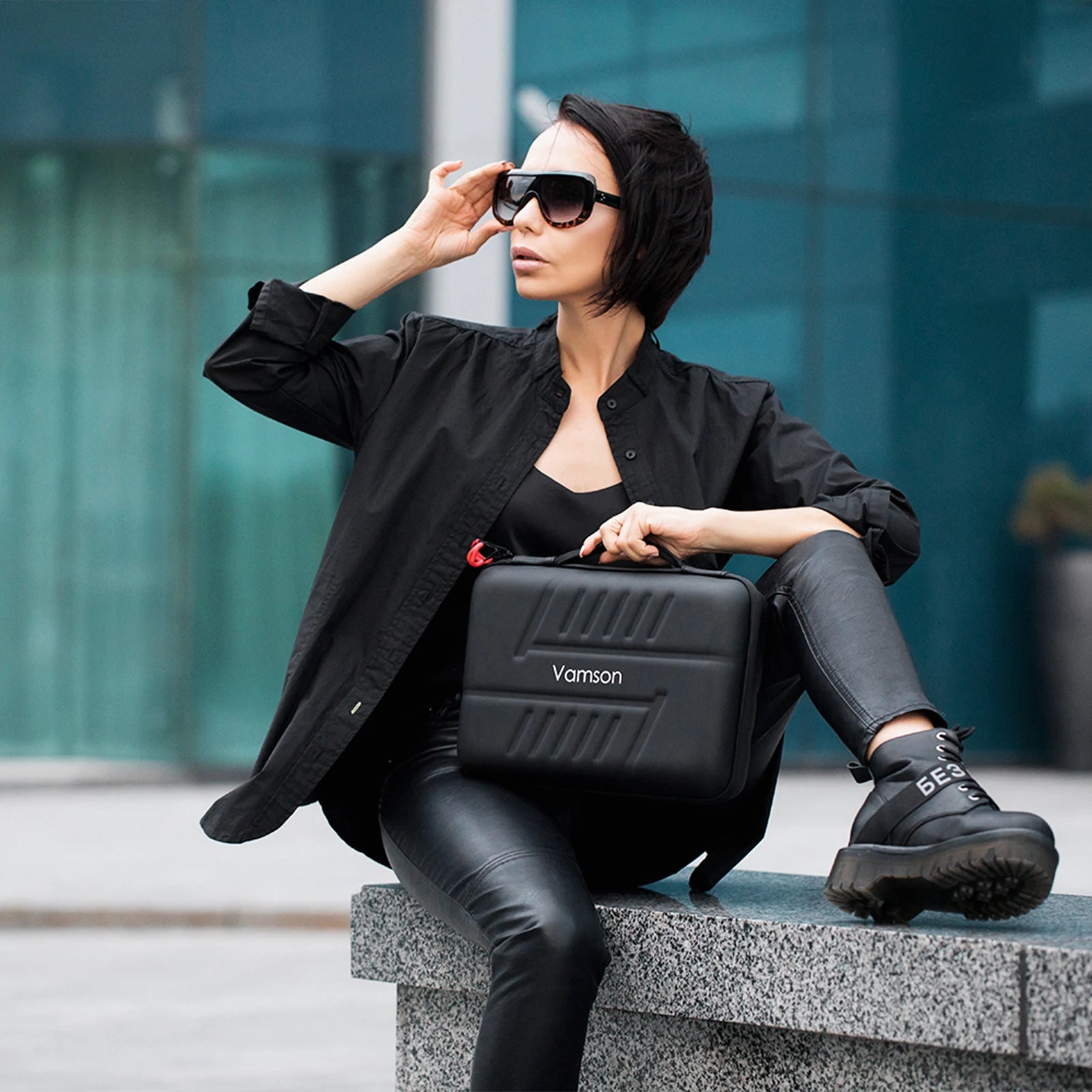 Large Waterproof PU Carrying Case for Action Cameras