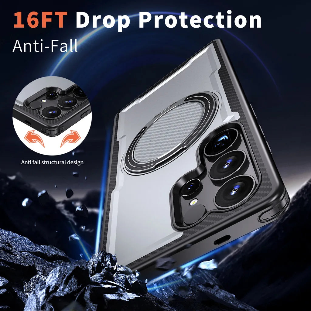 Protective Case with 360° Rotating Magnetic Ring for Samsung Galaxy S25 Series