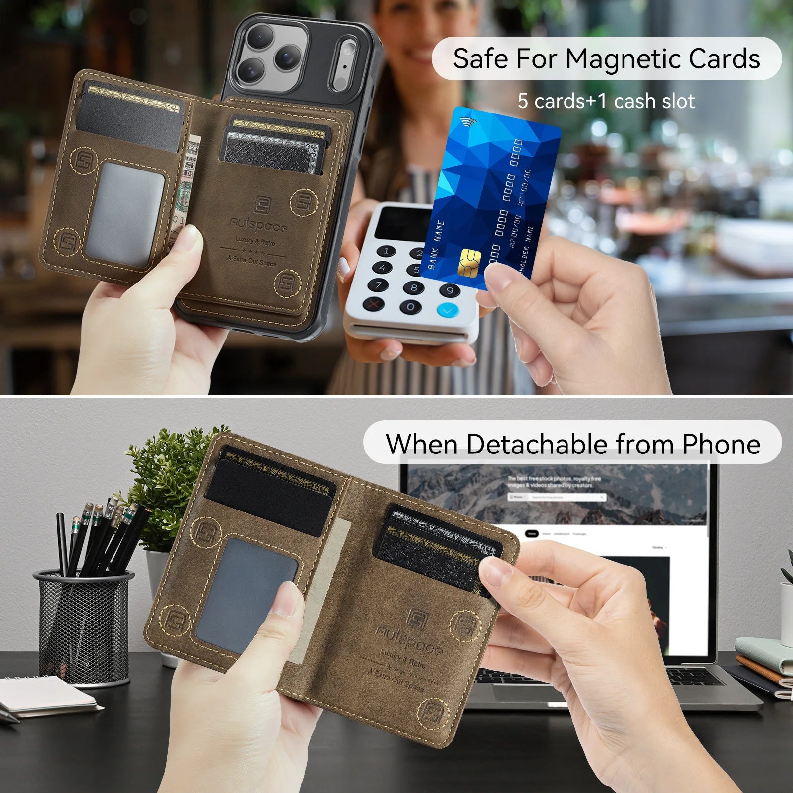 iPhone 17 Series Leather Case with Removable Card Holder