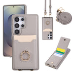 Lychee Grain Leather Crossbody Case with Adjustable D-Ring Strap and Card Wallet for Samsung Galaxy S23 Series
