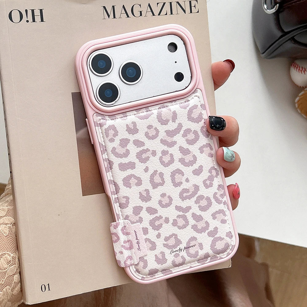 Cute Leopard Pattern Leather Protective Phone Case for iPhone 17 Series