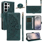 Embossed Mandala Crossbody Leather Wallet Case for Samsung S26 Series