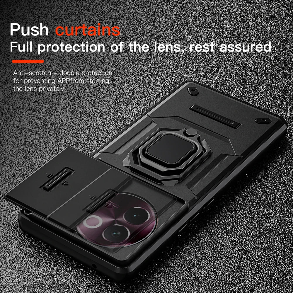 Shockproof Slide Push Pull Camera Lens Protection Ring Stand Back Case for VIVO V30e