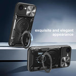 iPhone 16e Protective Magnetic Case with 360° Rotating Ring Stand