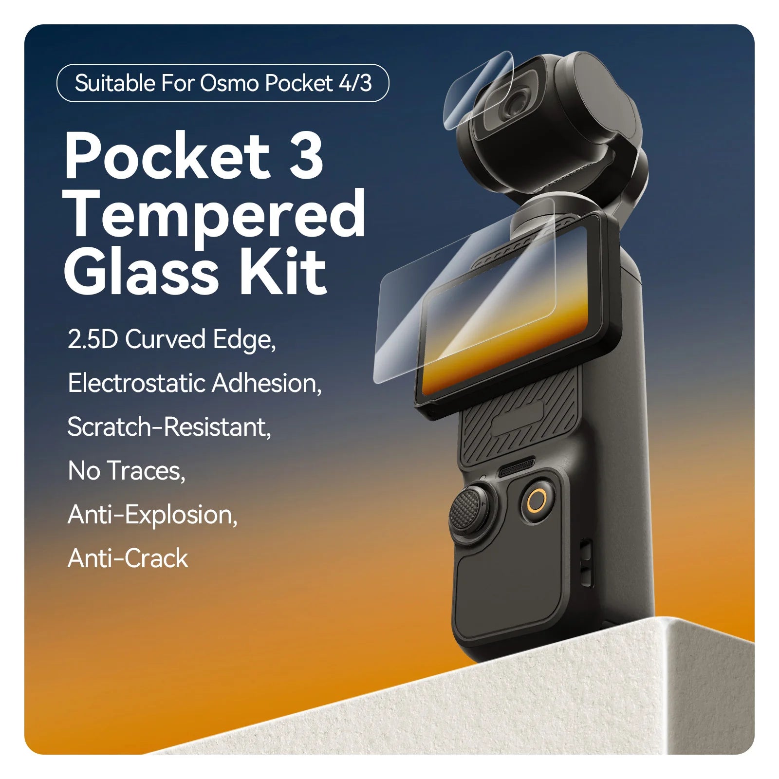 TELESIN Tempered Glass Screen Protector for DJI Osmo Pocket 4