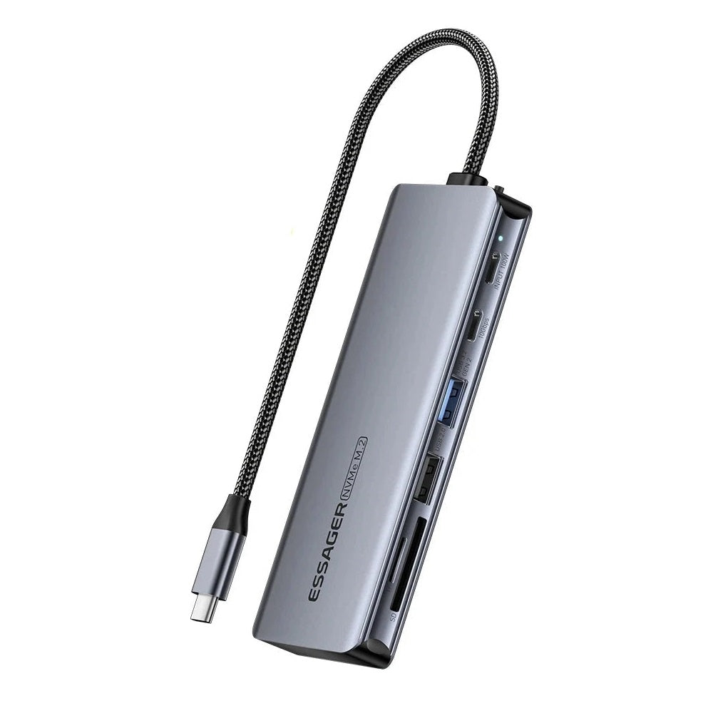 Essager USB-C Hub with M.2 SSD Enclosure – Expand Connectivity & Storage