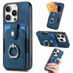 Ring Wallet Leather Case with Card Holder and Kickstand for iPhone 16 Series