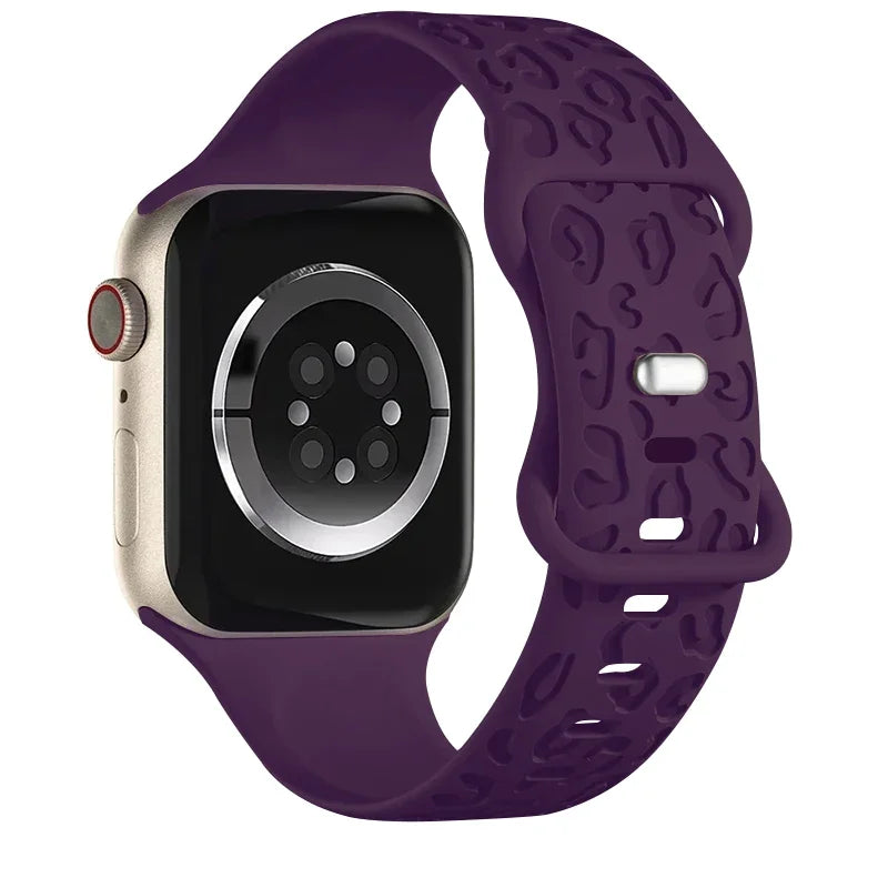 Leopard Pattern Engraved Silicone Sport Band for Apple Watch