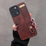 Crocodile Skin Leather Hand Strap Case for iPhone 16 Series