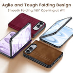 Microfiber Leather Foldable Case with Integrated HD Screen Protector for iPhone Duo