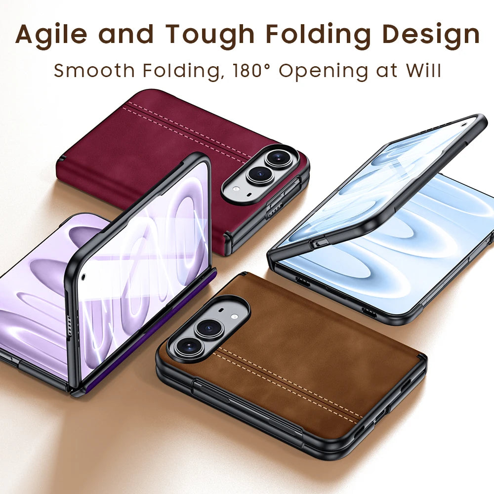 Microfiber Leather Foldable Case with Integrated HD Screen Protector for iPhone Duo