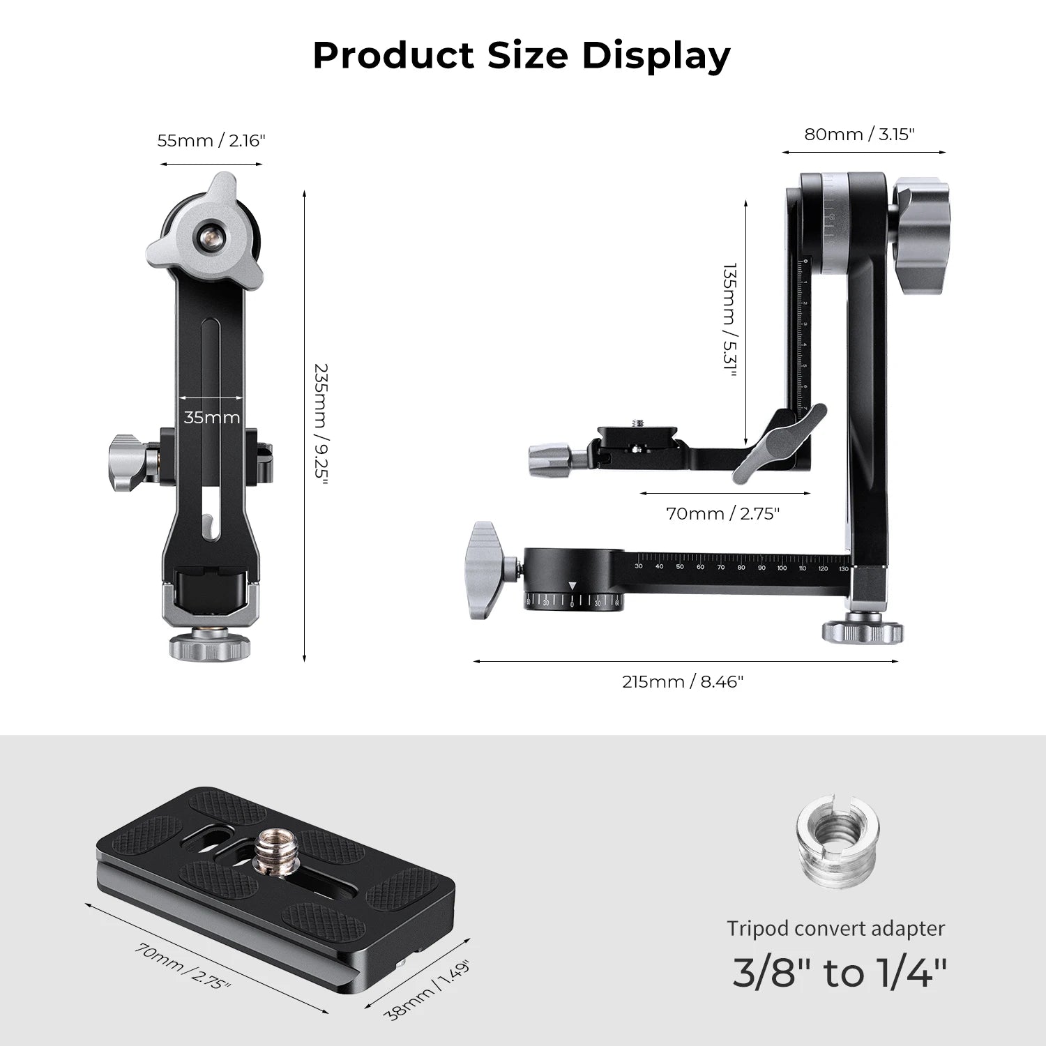 K&F Concept CNC Aluminum Gimbal Tripod Head