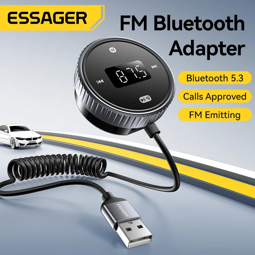 Essager Car Bluetooth 5.3 FM Transmitter with Built-in Mic