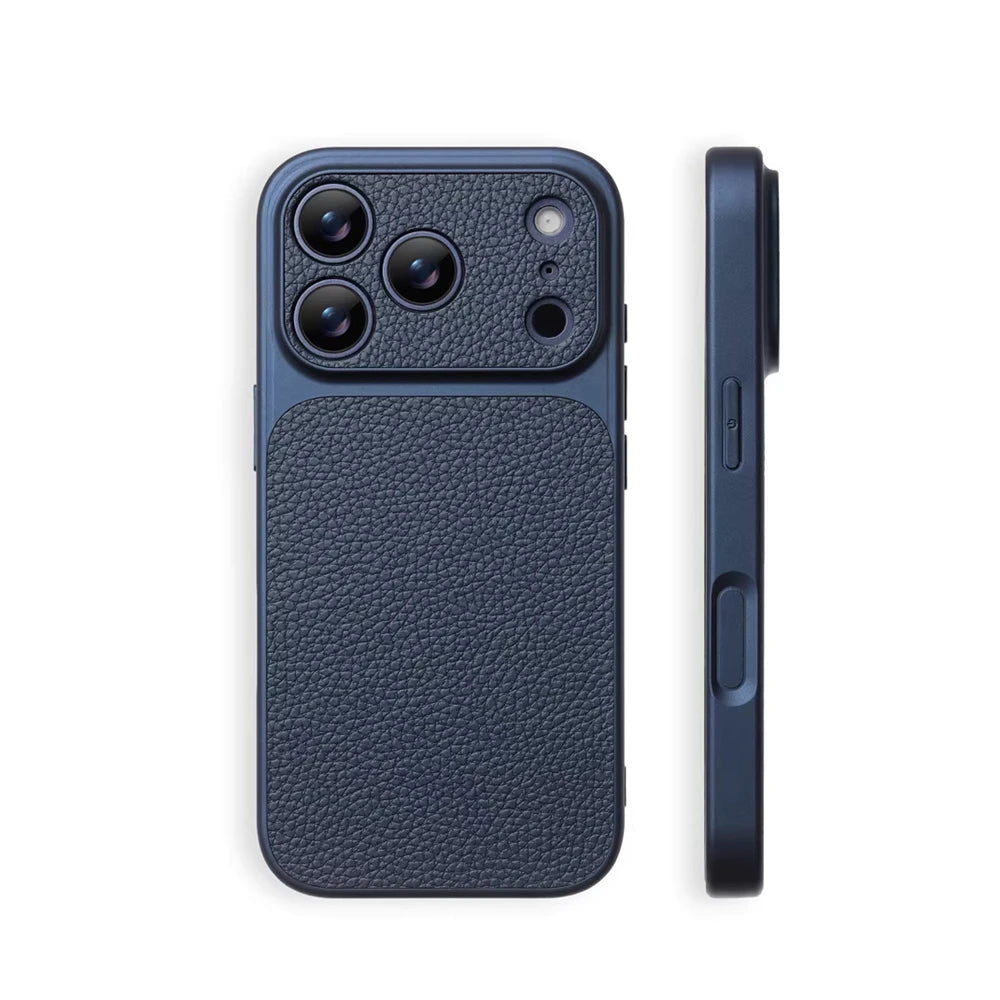 Luxury Lychee Texture Leather Case with Full Camera Protection for iPhone 17 Series