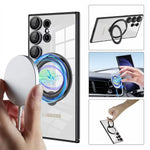 Samsung Galaxy S24 Series Shockproof Clear Magnetic Case with 360° Rotating Ring Stand