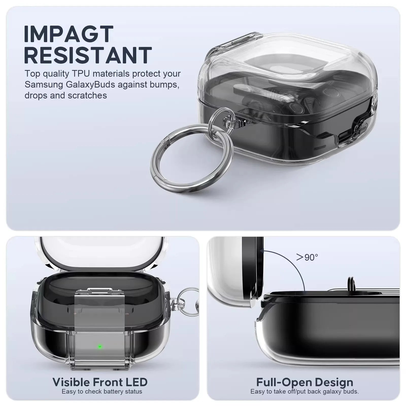Samsung Galaxy Buds 4 / 4 Pro Transparent Shockproof Case With Built-In Phone Stand