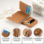 Zipper Wallet Leather Flip Case with Ring Holder for Google Pixel 9 Series