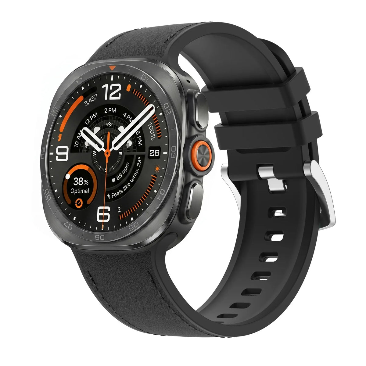 Leather-Like Silicone Watch Band with Ventilation Holes for Samsung Galaxy Watch Ultra 2