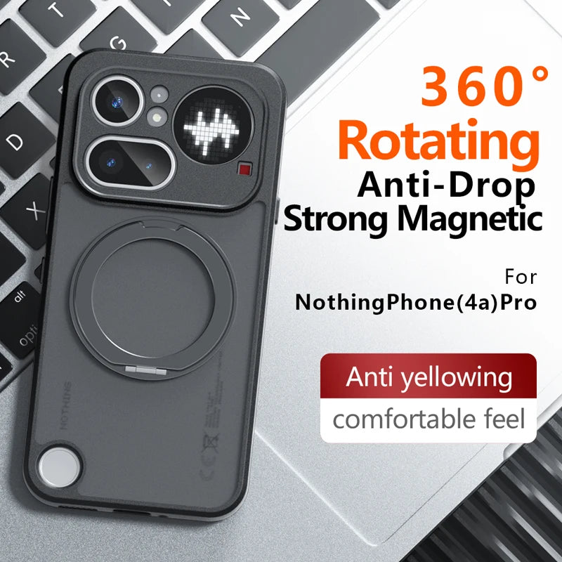 Nothing Phone 4a Pro Anti-Fingerprint Translucent Magnetic Case with Ring Holder