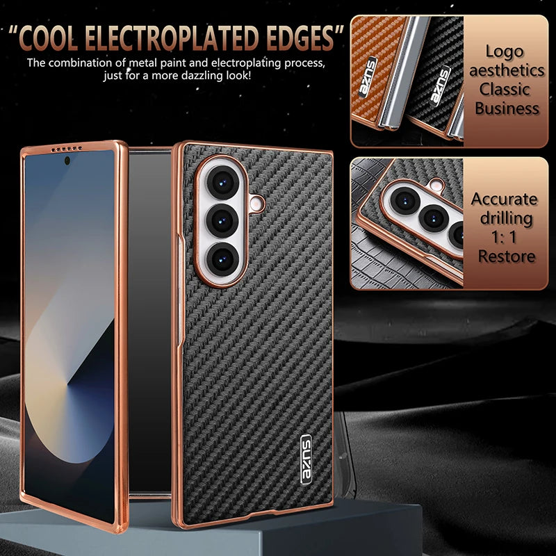 Luxury Carbon Fiber Pattern Phone Case for Samsung Galaxy Z Fold 7