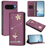 Cute Diamond Wallet Flip Case with Card Slot and Stand for Google Pixel 9 Series