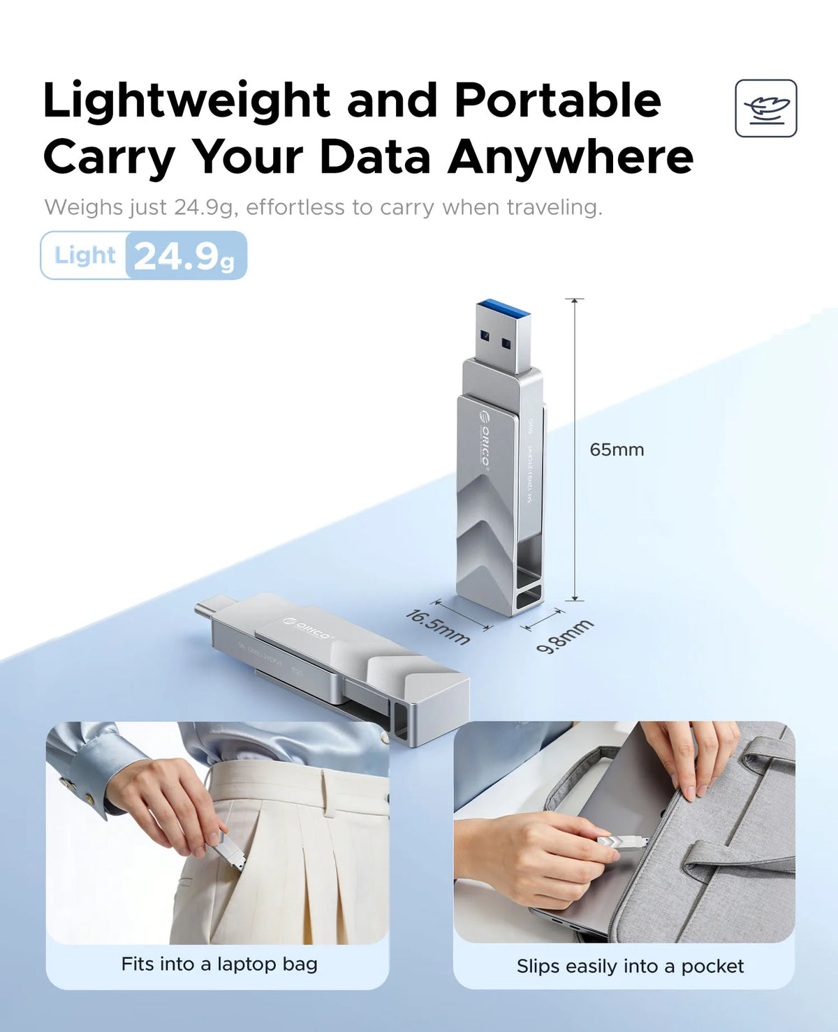 ORICO Dual USB-C and USB-A Flash Drive