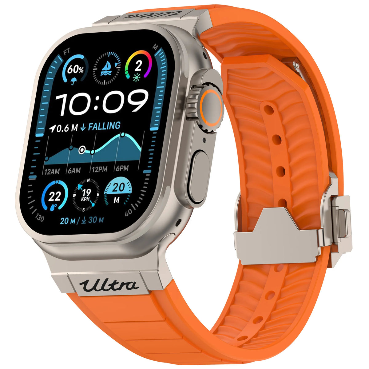 Fluororubber Sport Strap with Double-Press Clasp for Apple Watch