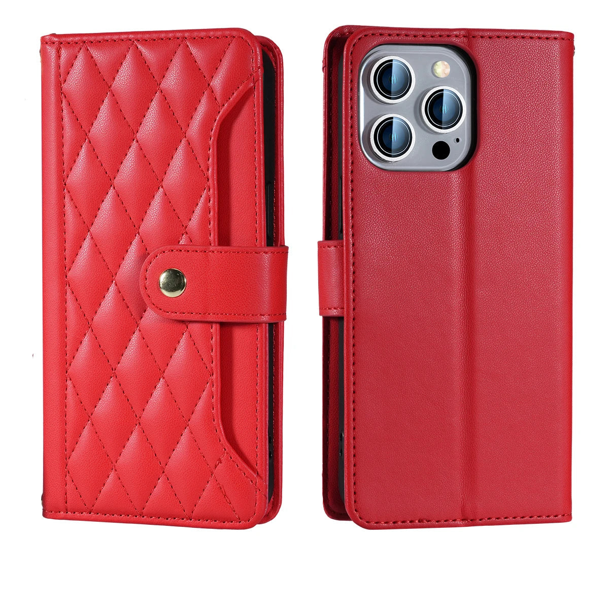 Crossbody Leather Wallet Flip Case with Card Slots and Lanyard Strap for iPhone 14 Series
