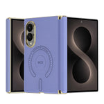 Embossed Leather Magnetic Hinge Shield Case for Samsung Galaxy Z Fold 8