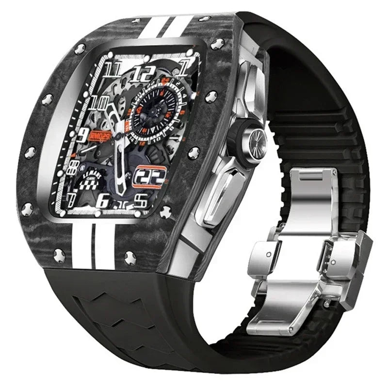 Carbon Fiber Case and Fluororubber Strap Mod Kit for Apple Watch