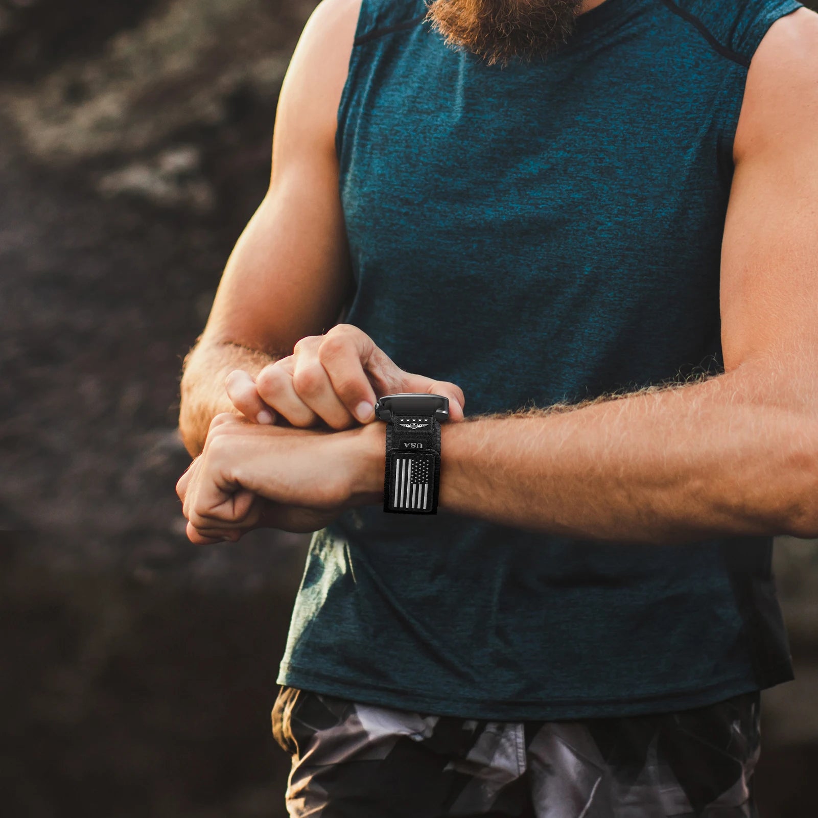 US Flag Rugged Nylon Sport Strap for Samsung Galaxy Watch Ultra