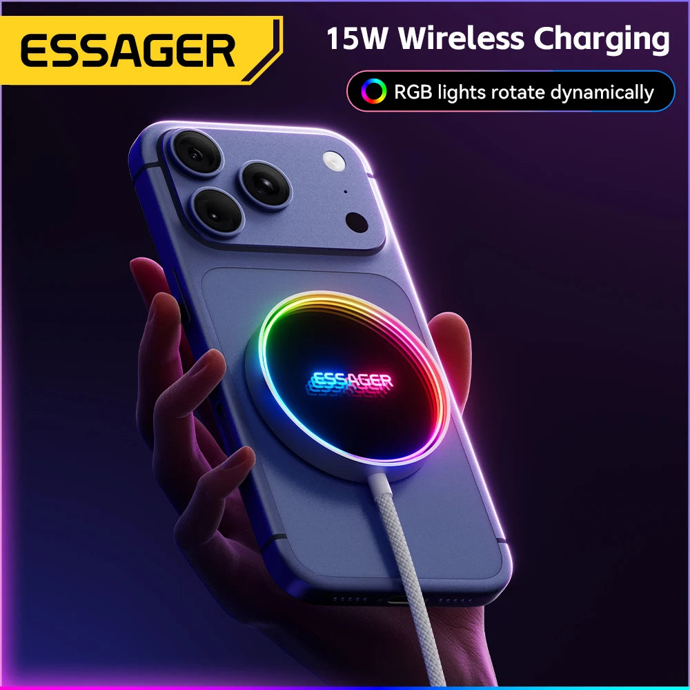 ESSAGER 15W Magnetic Wireless Charging Dock RGB