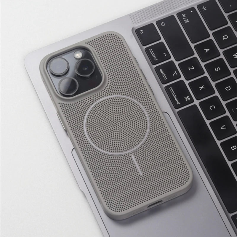 Ultrathin Grid Mesh Cooling Hard PC MagSafe Case for iPhone 15 Series