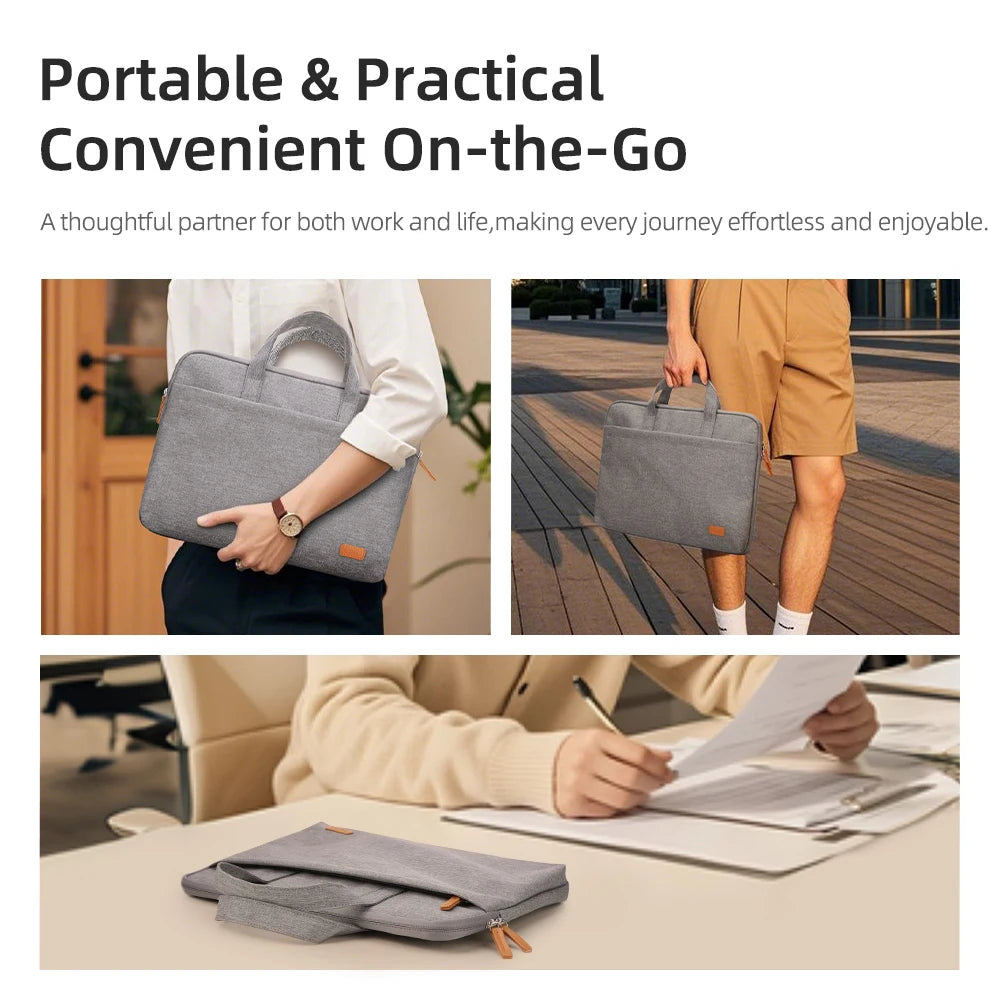 Gray Laptop Briefcase with Soft Fleece Lining