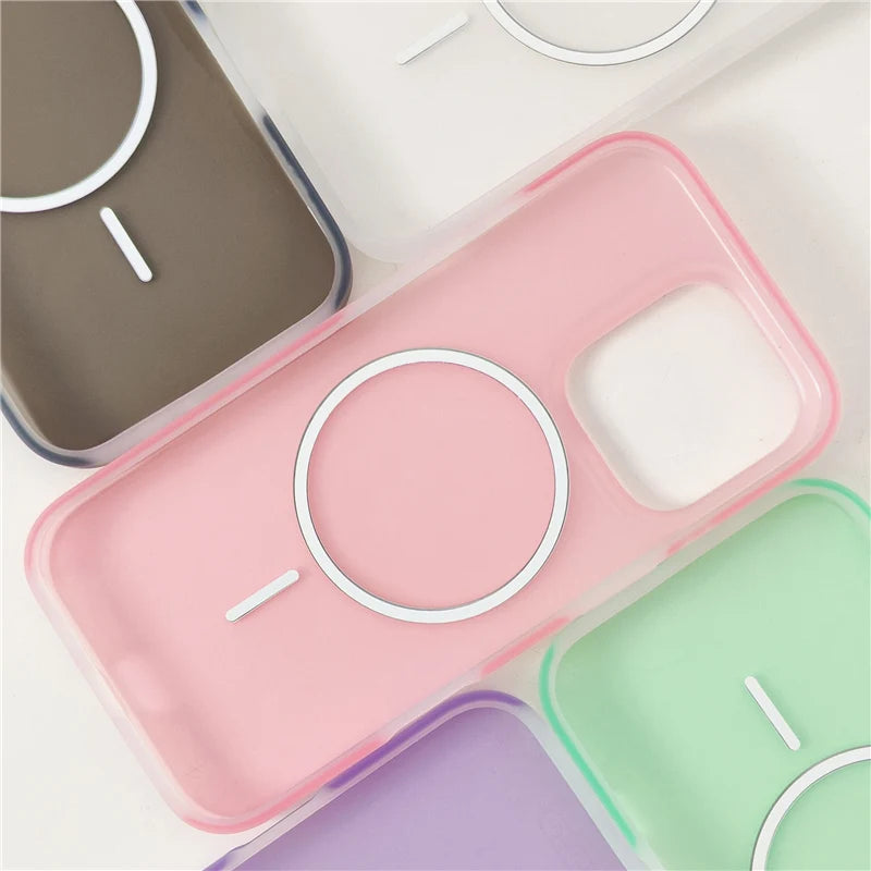 Translucent Frosted Liquid Silicone MagSafe Case for iPhone 16 Series