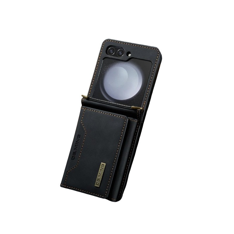 Multifunctional Storage Card Wallet PU Shock Absorbing Cover With Drawstring Foldable Phone Case for Samsung Galaxy Z Flip 5