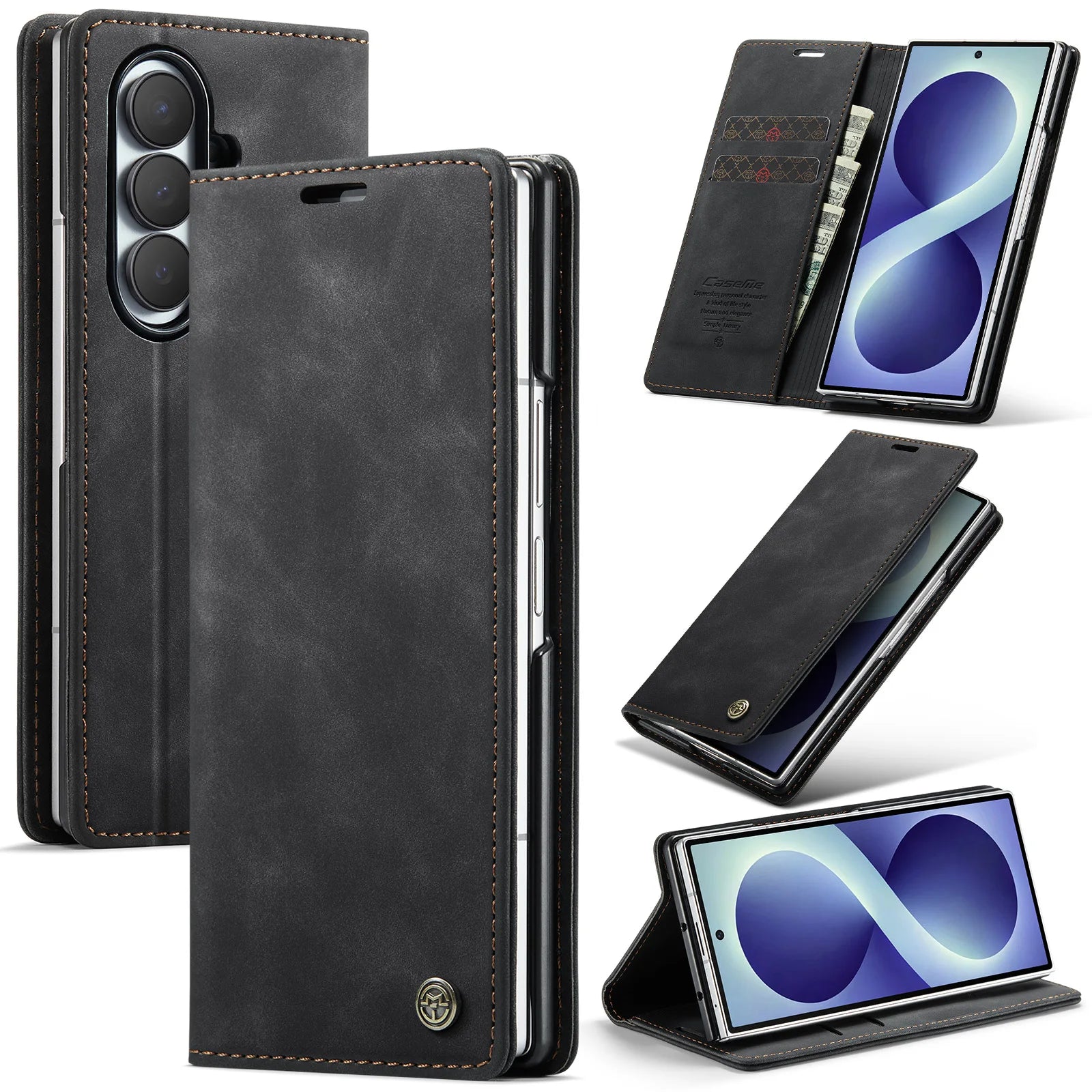 Premium Retro Leather Wallet Case for Samsung Galaxy Z Fold 8 Ultra