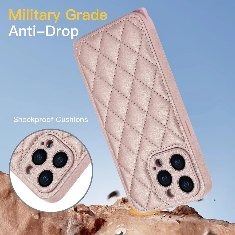 iPhone 15 Series Leather Crossbody Phone Case