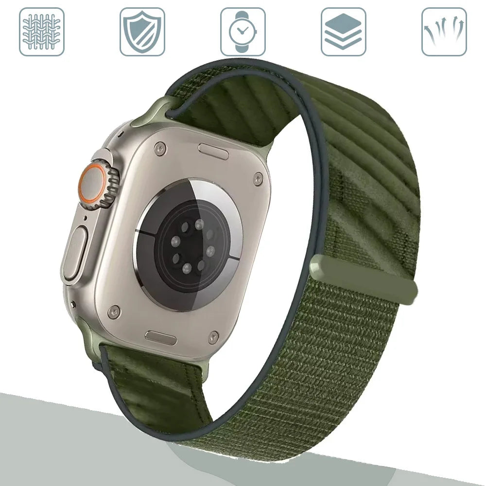 Quilted Nylon Velcro Watch Band for Apple Watch