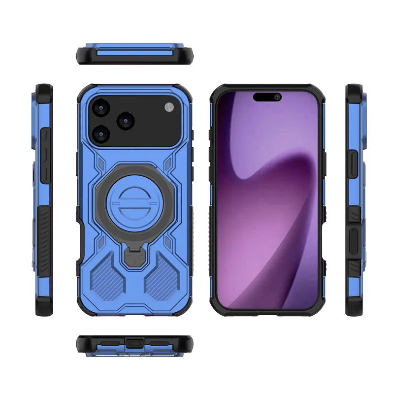 iPhone 17 Series Shockproof Dual Layer Armor MagSafe Phone Case with Kickstand
