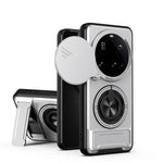 Sliding Lens Cover Armor Case with Rotating Ring Stand for Xiaomi 15 Ultra
