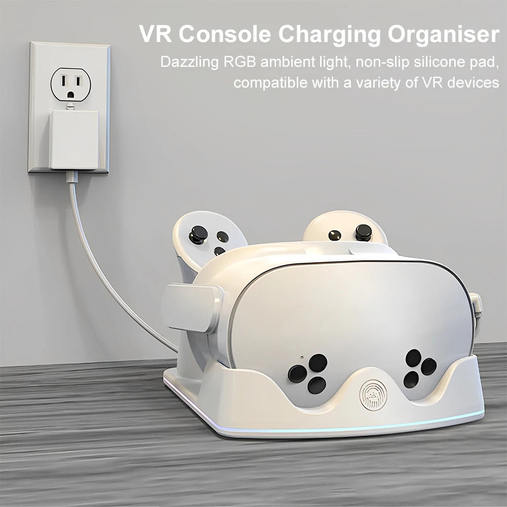 Meta Quest 3S VR Charging Station with Headset Stand and Controller Holder