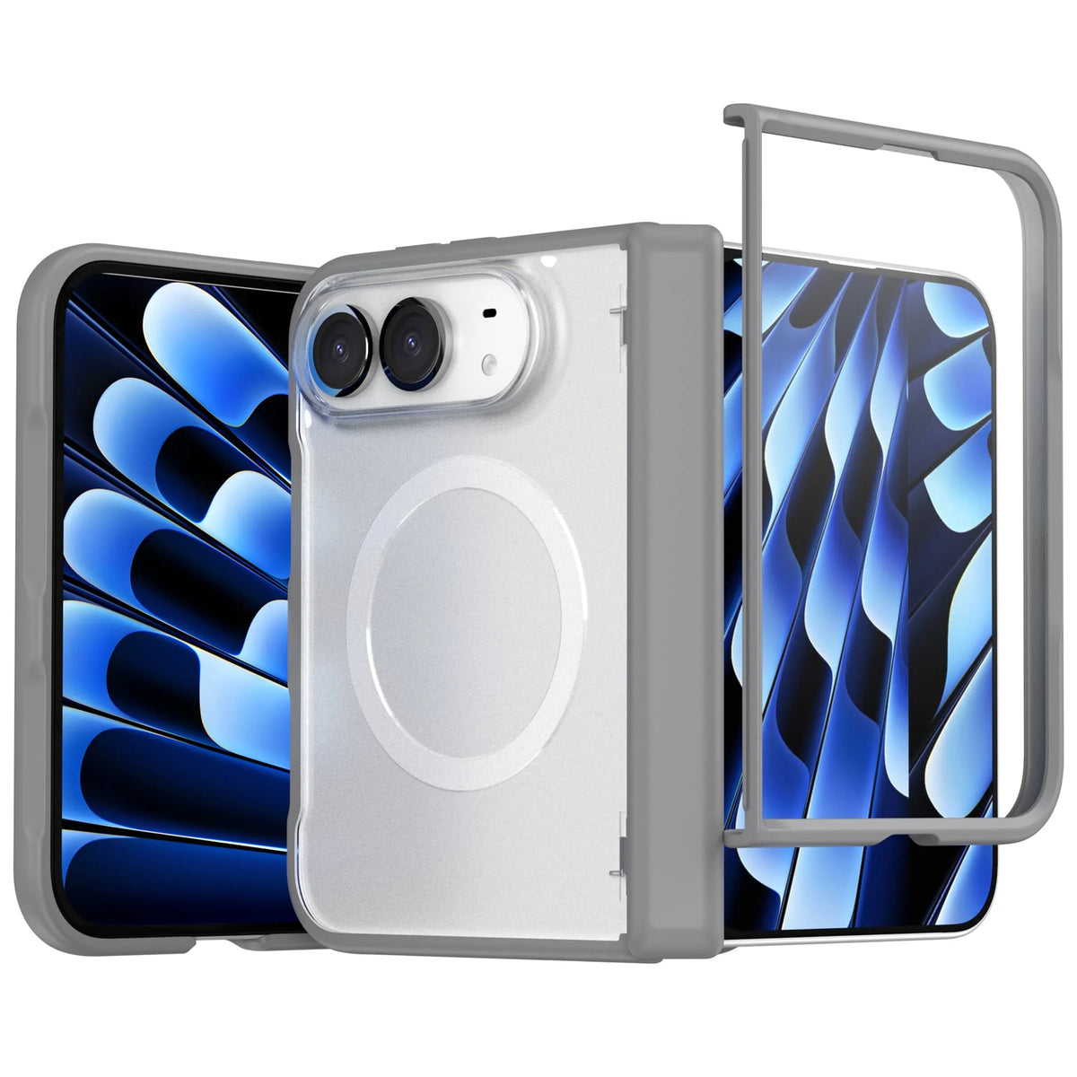 Shockproof Foldable Case with Built-in Tempered Glass Screen Protector for iPhone Duo