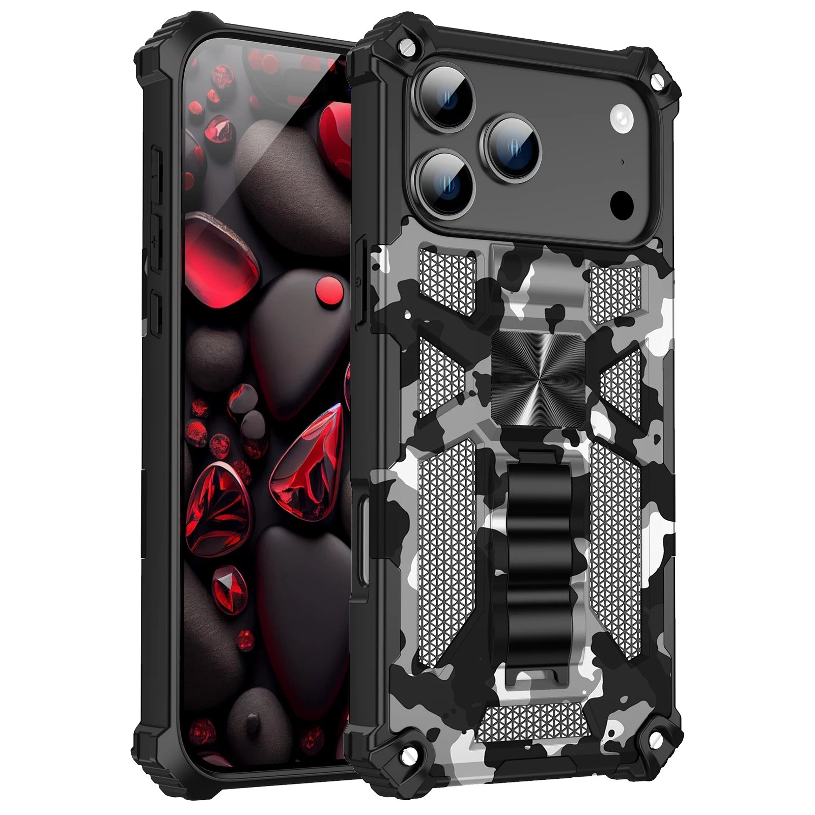 Shockproof Military Camouflage TPU Magnetic Armor Case for iPhone 17 Series