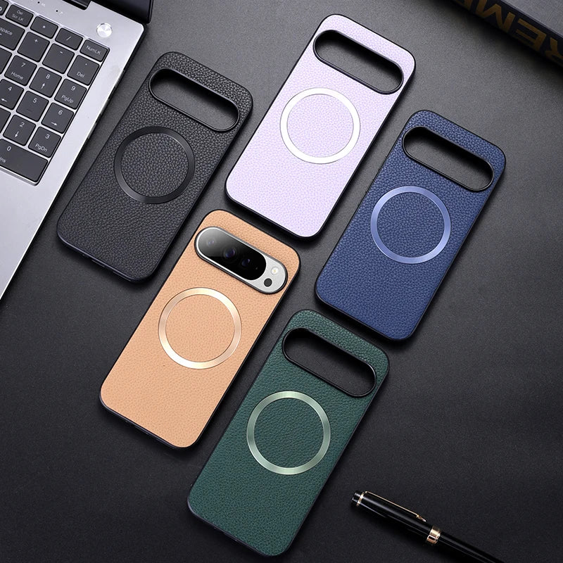 Premium Lichee Pattern PU Leather Magnetic Case for Google Pixel 10 Series