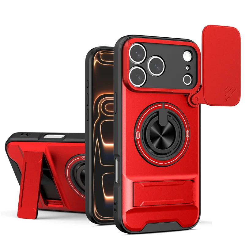 MagSafe Compatible Case for iPhone 17 Series with Rotating Ring and Camera Cover