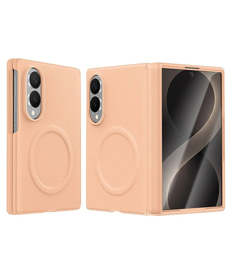 Luxury Magnetic Vegan Leather Case with Screen Protector for Samsung Galaxy Z Fold 8