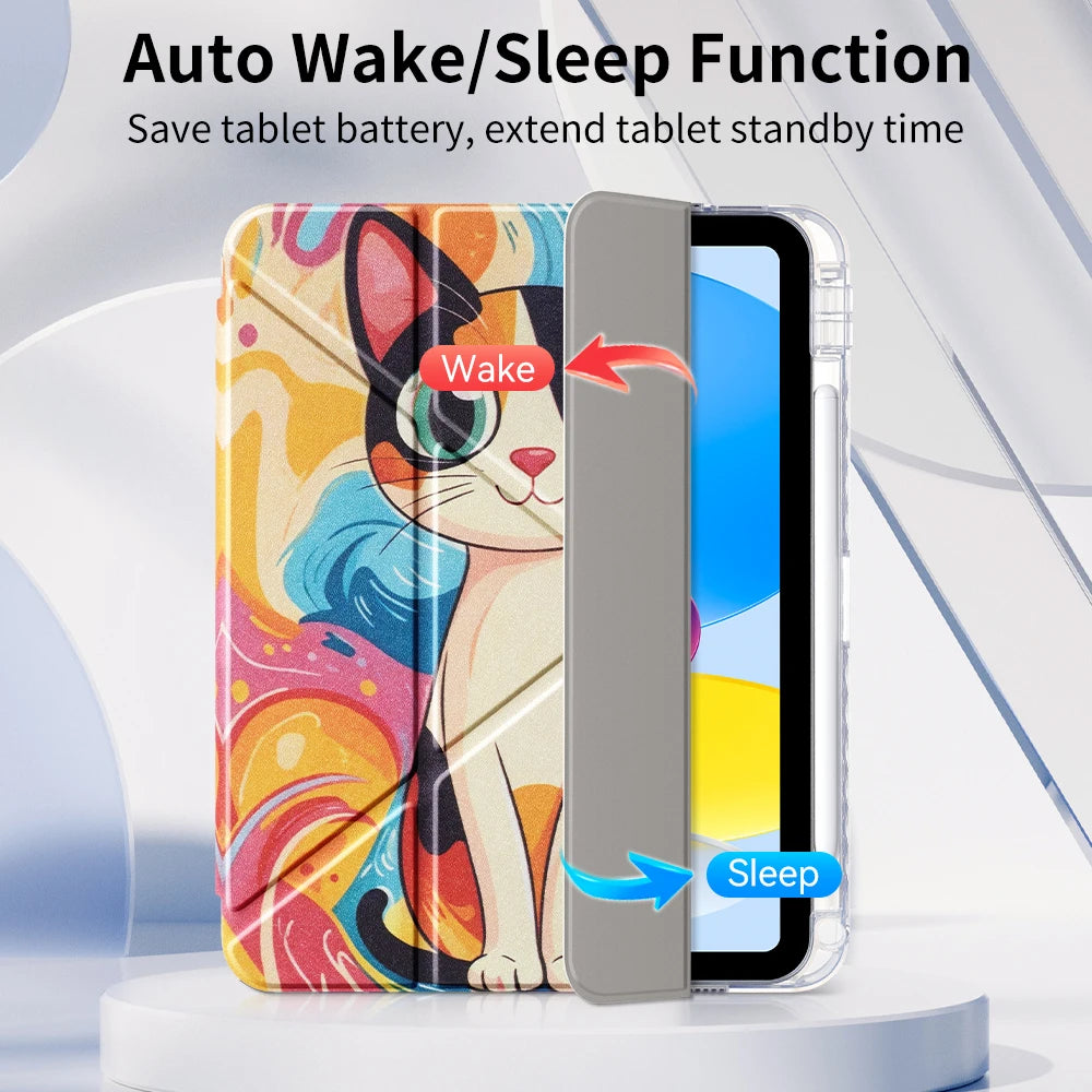 Transparent Auto Wake/Sleep Folio Case with Stylus Slot for iPad Air M3